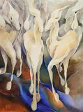 Margaret Egan, Dancing Horses, oil on canvas