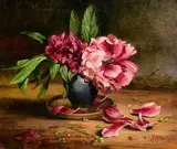 Mat Grogan, Peony Roses, oil on board