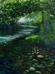 Jo Ashby, Meandering, Glengariff Woods, acrylic on canvas