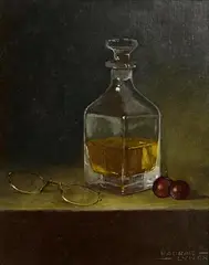 Padraig Lynch Irish, Still Life with Pince-Nez, oil on canvas board