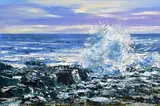 Henry Morgan, Wild Atlantic Wave, Doolin, 2023, oil on canvas board
