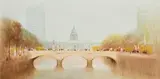 Anthony Robert Klitz, O'Connell Bridge and Custom's House, Dublin, oil on canvas