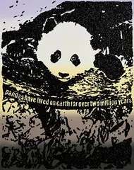 Rob Pruitt, Pandas Have Lived on Earth for Over Two Million Years, 2019, 6 colour screenprint with hand applied glitter on Somerset Satin Radiant White 410gsm Paper - number 32 from an edition of 125