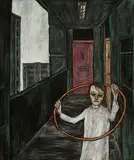 Eddie Mooney Hrha Irish, Balcony Scene with Girl, 1982, pastel on paper