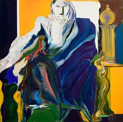 Noel Sheridan, Demeter in Blue Cloak, after Poussin, oil on board with graphite