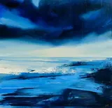 Paula McKinney, Moody Blue Skies, oil on board