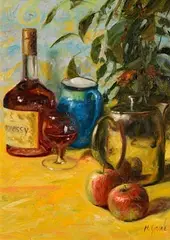 Still Life - Hennessy and Fruit by Henry McGrane, oil on board, offered Jun 2023