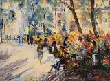 Fergus O'Ryan, The Ramblas, Barcelona, oil on board