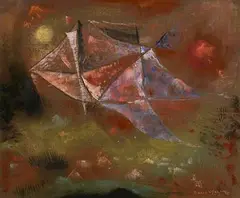 Kites in the Moonlight by David Clarke, 1985, pastel, sold Jun 2023