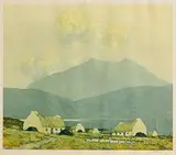 Paul Henry, Cottages and Peat Stacks, Connemara, print