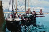 Regatta Day, Roundstone by Cecil Maguire, oil on board, sold May 2023