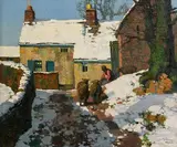 Stanley Royle, View of a Farmstead on a Snowy Morning, oil on canvas