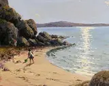 Reflections on the Antrim Coast by James Humbert Craig, oil on board, sold May 2023