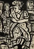 Evie Hone, Mother and Child, gouache on paper