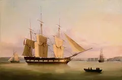 George Mounsey Wheatley Atkinson, Merchant Frigate Moored in Cork Harbour, c1845, oil on canvas