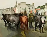 June Fair, Clifden Connemara by Cecil Maguire, 1986, oil on board, sold May 2023