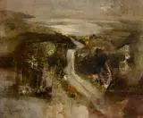 Coastal Road by George Campbell, oil on board, sold May 2023