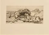 Roderic O'Conor, Landscape with a Breton Cottage, etching and drypoint