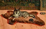 John Butler Yeats, Dog on a Bearskin, oil on canvas