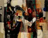 Autumn Shapes by George Campbell, oil on board, sold May 2023