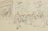 Outdoor Cafe Scene, Czechoslovakia by Mary Swanzy, mixed media on paper, sold May 2023