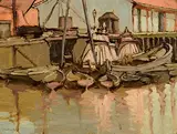 Georgina Moutray Kyle, The Belfast Docks, oil on board