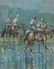 Kieran McGoran, Horses in the Rain, pastel on paper