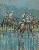 Kieran McGoran, Horses in the Rain, pastel on paper