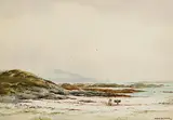 Harvesting Seaweed, Rosbeg, Co Donegal by Frank Egginton, watercolour on paper, sold May 2023