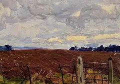 A Ploughed Field, Belvoir Park by Hans Iten, oil on board, sold May 2023