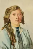 Frank McKelvey, Portrait of a Girl, watercolour on paper