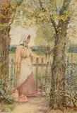 Helen Allingham, By the Gate, watercolour on paper