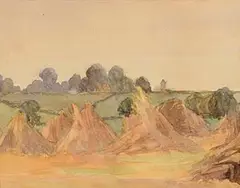 John Luke, Harvest Time, watercolour on paper
