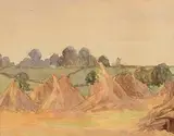 John Luke, Harvest Time, watercolour on paper