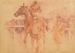 A Nice Touch on a Wet Day by Peter Curling, watercolour on paper, sold May 2023