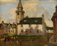 James Wright, The Town Square, oil on canvas