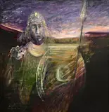 Maurice Desmond, Warrior in a Landscape, 1969, acrylic on canvas