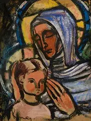 Richard King, Madonna And Child, mixed media on paper