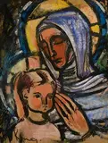 Richard King, Madonna And Child, mixed media on paper