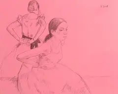Ballerinas by François Gall, mixed media on paper, offered May 2023