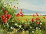 Poppies by Norman J. McCaig, oil on canvas board, sold May 2023