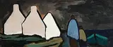 Night Life by Markey Robinson, gouache on board, sold May 2023