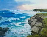 Annemarie Bourke, Stormy Evening, Spanish Point, oil on canvas