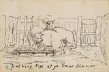 Mildred Anne Butler, Doshing Pigs at ye Xmas Dinner, pen and ink on paper - titled