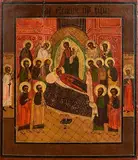 19th Century Russian Icon, Mother of God Surrounded by Saints