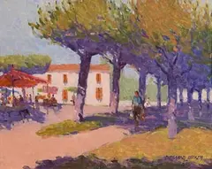 The Village Market by Desmond Hickey, oil on board, sold May 2023