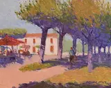 Desmond Hickey, The Village Market, oil on board
