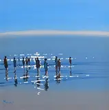 Along the Shore by John Morris, oil on board, sold May 2023
