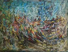 Landscape in Movement by Maurice Desmond, 1989-1993, acrylic on board, sold May 2023