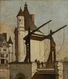 Marianne Lucy Trench, Figures Before a Chateau, oil on canvas